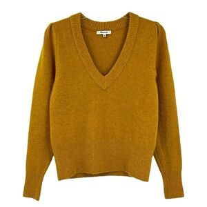 Madewell Westgate V-Neck Sweater in Coziest Yarn SZ XL Gold